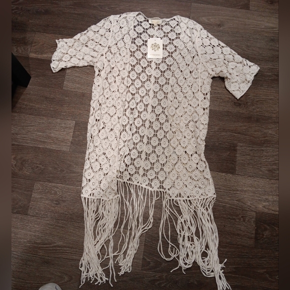Rebellion Cream Crochet Cardigan Size L - Picture 1 of 3